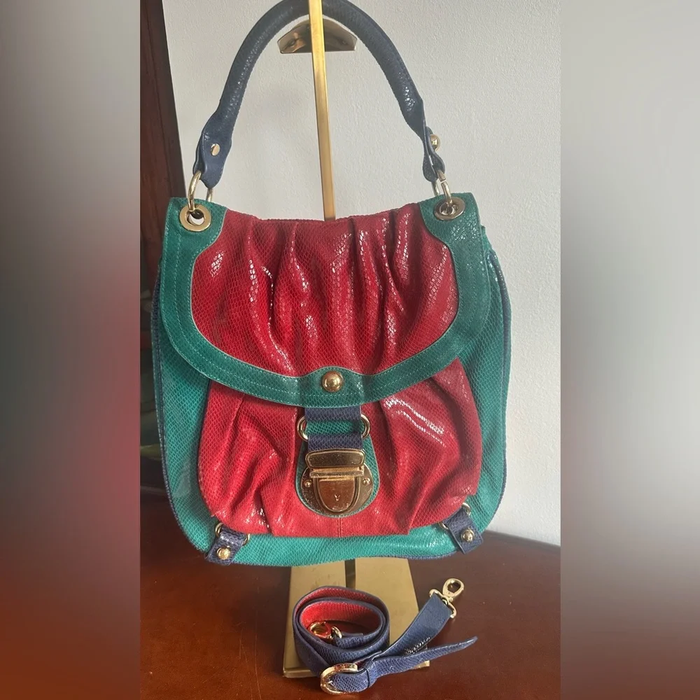 Hype Leather Colorblock leather satchel/shoulder bag - Picture 3 of 7
